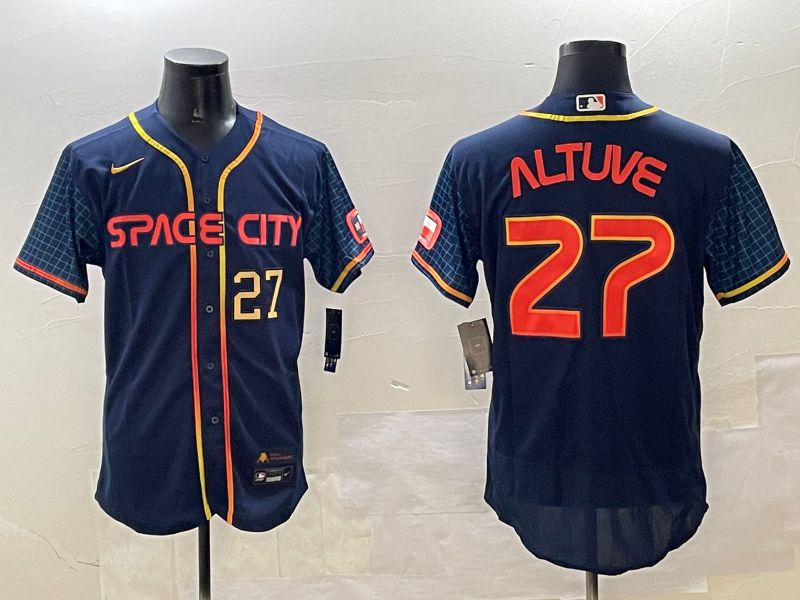 Men Houston Astros #27 Altuve Blue City Edition Elite 2025 Nike MLB Jersey style 3